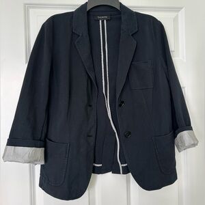 Talbots Black Jacket with Striped Inside Sleeve Detail